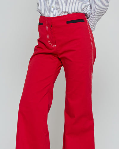 Flare Trouser with Contrast Pockets - Red SERENA BUTE
