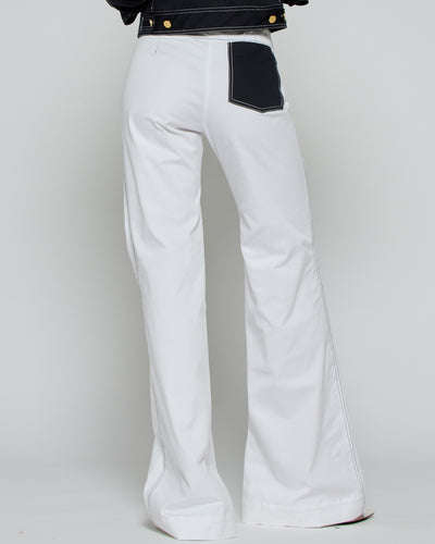 Flare Trouser with Contrast Pockets - White SERENA BUTE
