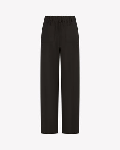Flat Fronted Jogger - Chocolate Brown Wool SERENA BUTE