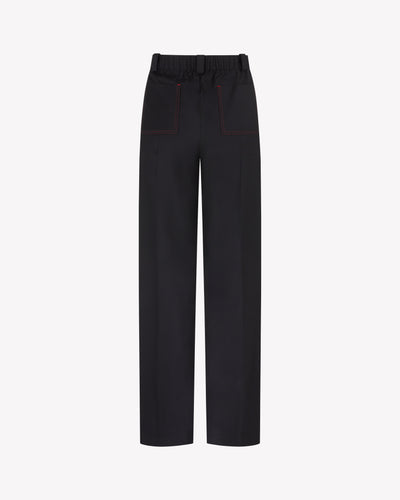 Flat Fronted Jogger - Navy Blue Wool SERENA BUTE
