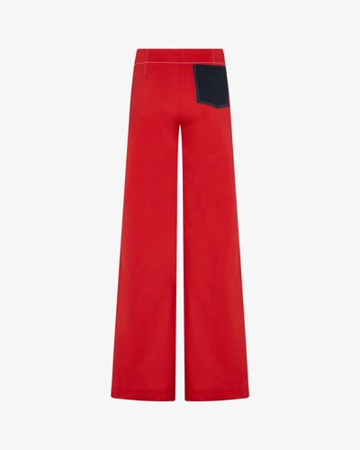 Flare Trouser with Contrast Pockets - Red SERENA BUTE