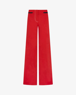 Flare Trouser with Contrast Pockets - Red