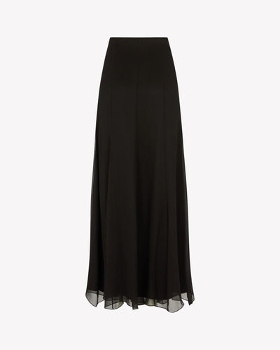 Georgette Full Length Skirt - Black Silk SERENA BUTE