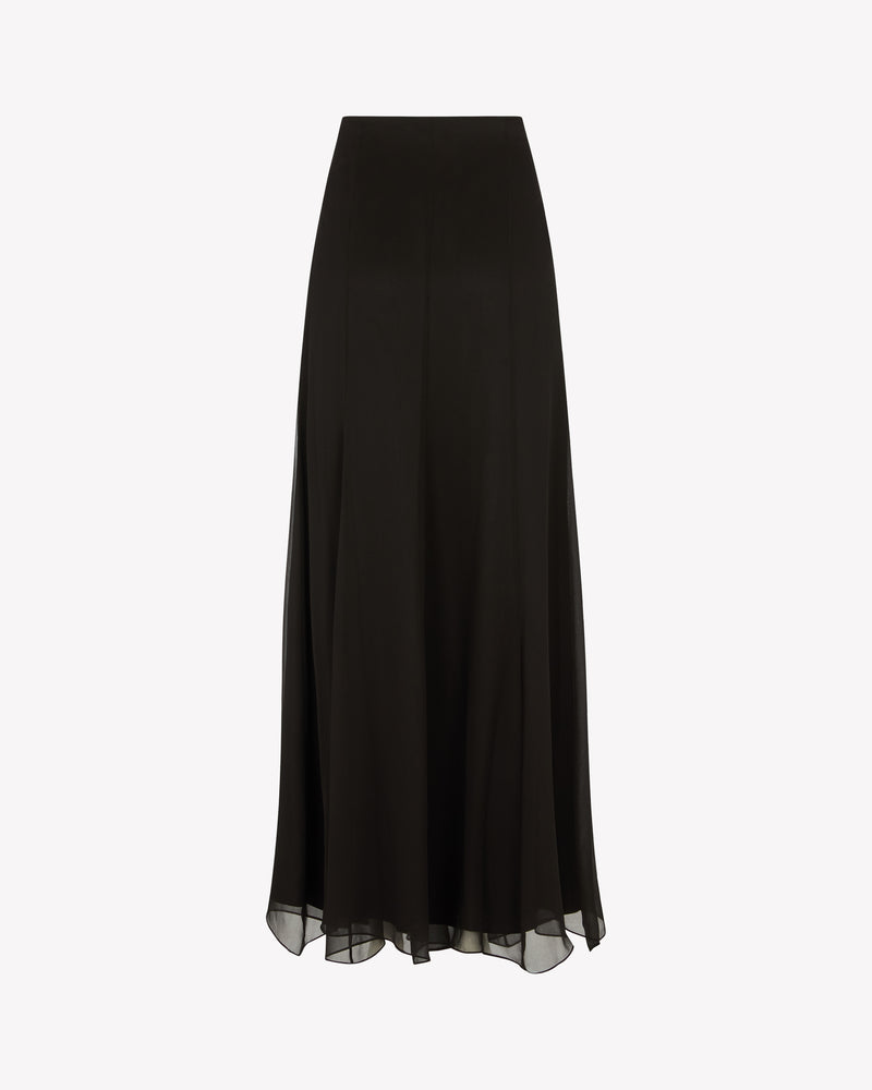Georgette Full Length Skirt - Black Silk picture #2