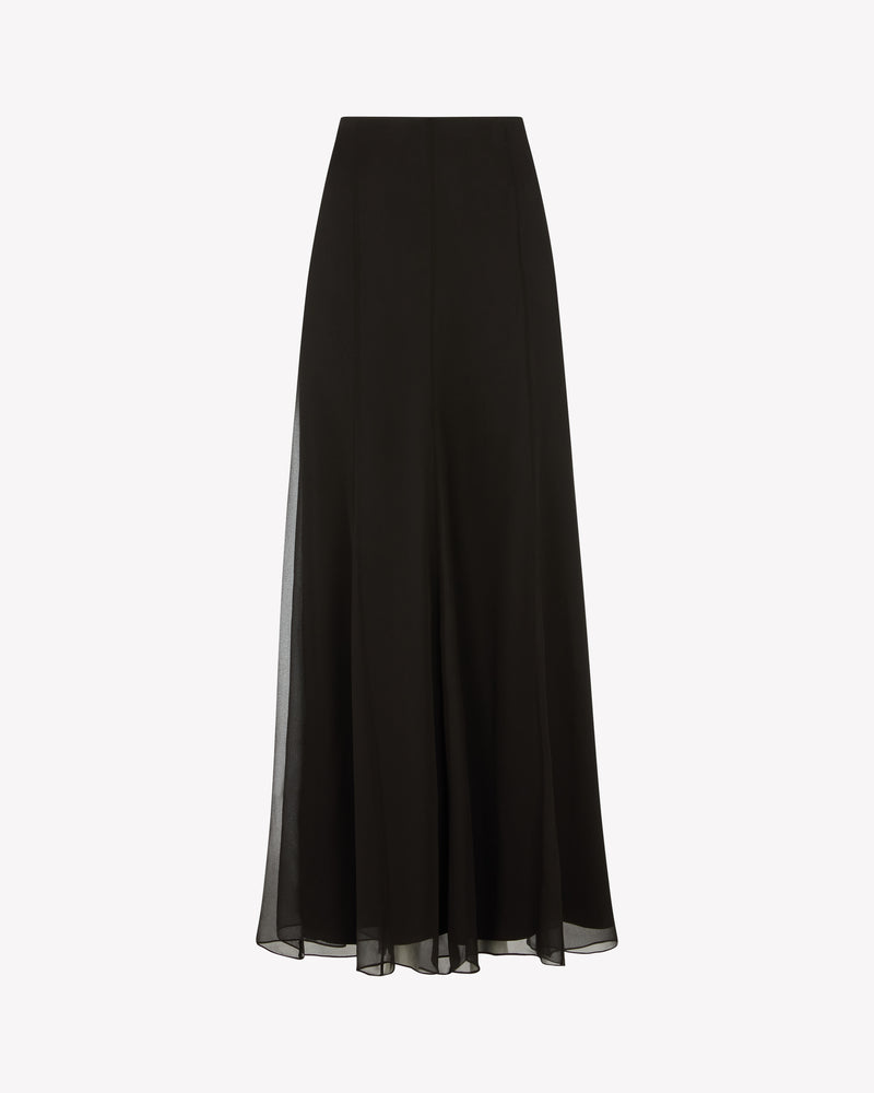 Silk Georgette Full Length Skirt - Black Silk SERENA BUTE