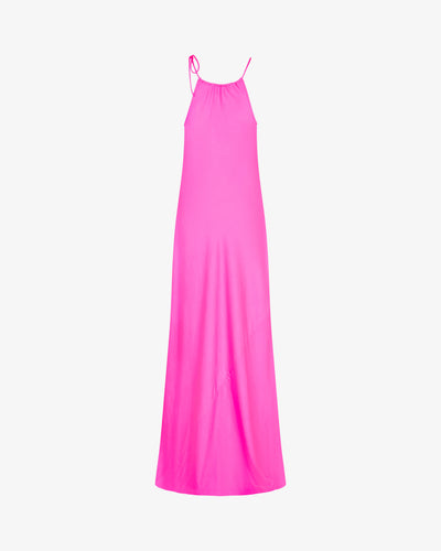 Gathered Neck Bias Dress - Shocking Pink SERENA BUTE