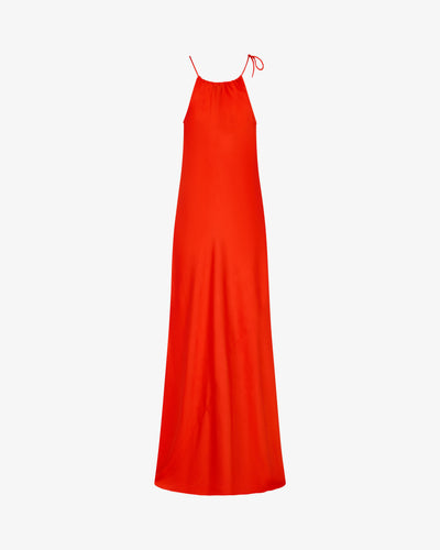 Gathered Neck Bias Dress - Bright Red SERENA BUTE
