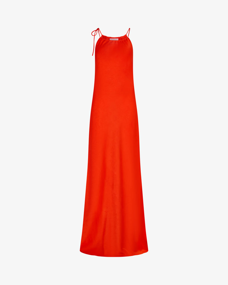 Gathered Neck Bias Dress - Bright Red picture #2