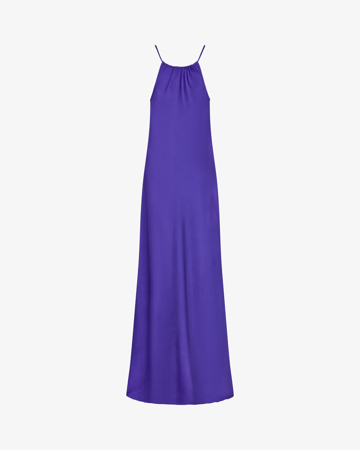 Gathered Neck Bias Dress - Violet Blue
