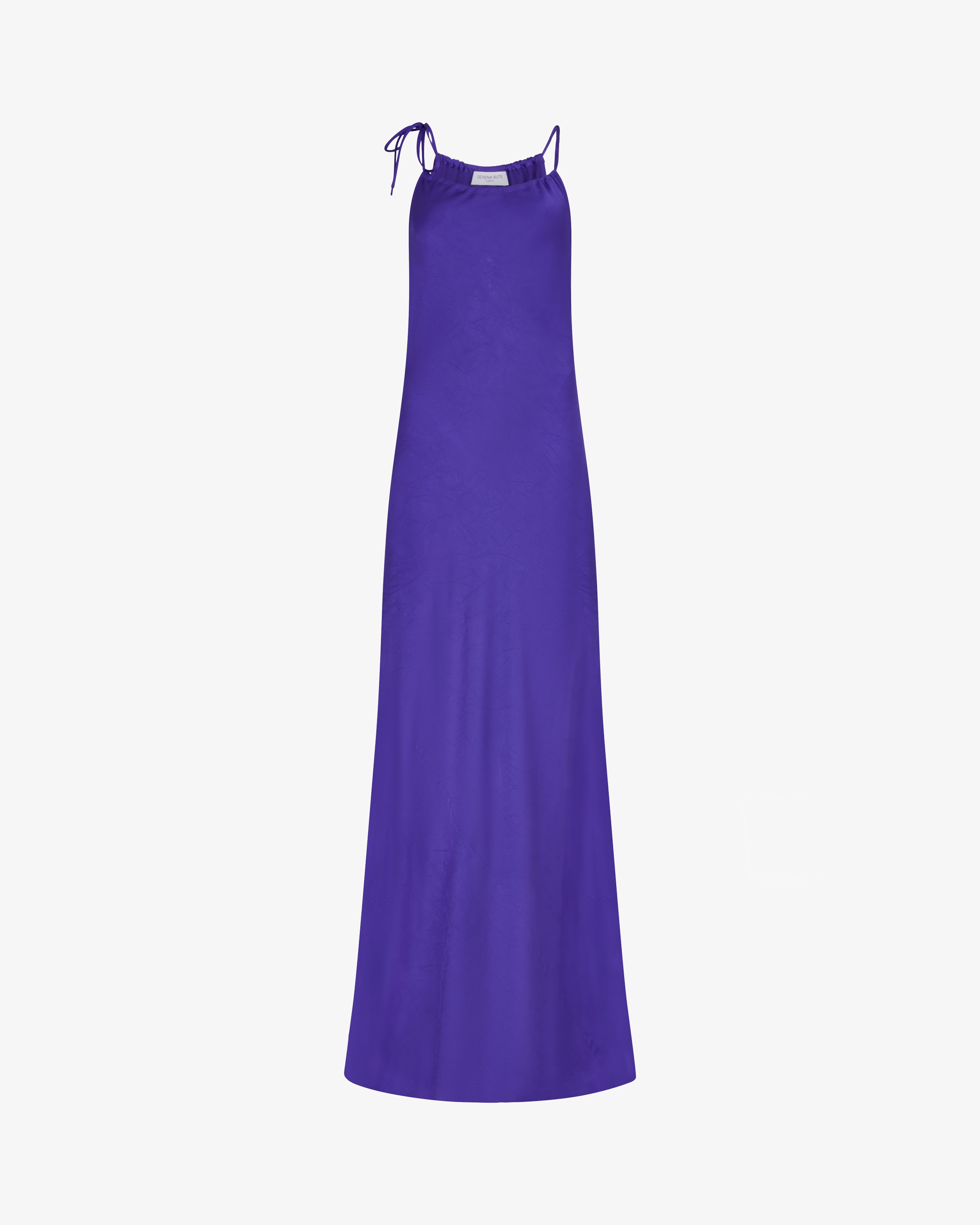 Gathered Neck Bias Dress - Violet Blue