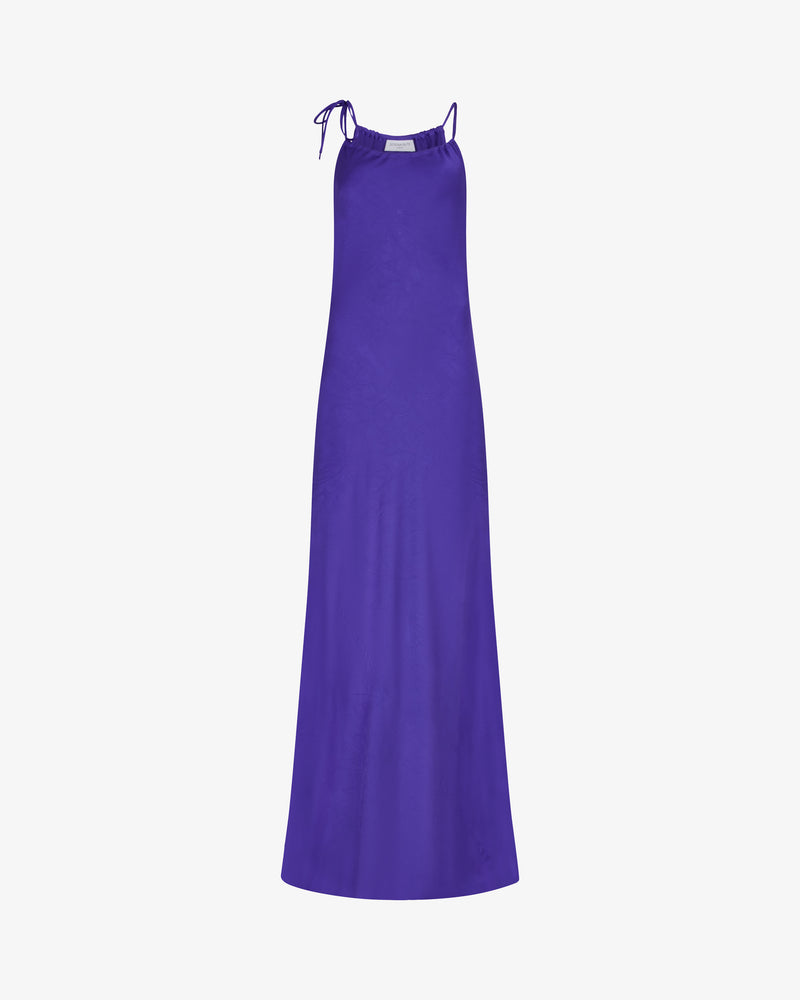 Gathered Neck Bias Dress - Violet Blue picture #2