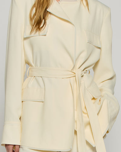 Relaxed Jacket with Georgette Trim - Cream SERENA BUTE