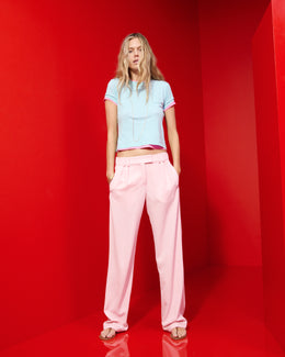 Lightweight Twill Boyfriend Trouser - Pale Pink