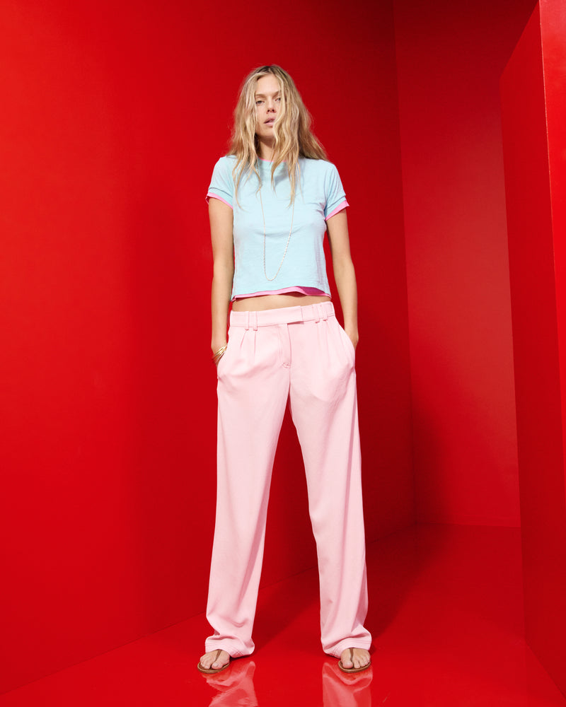 Lightweight Twill Boyfriend Trouser - Pale Pink picture #1