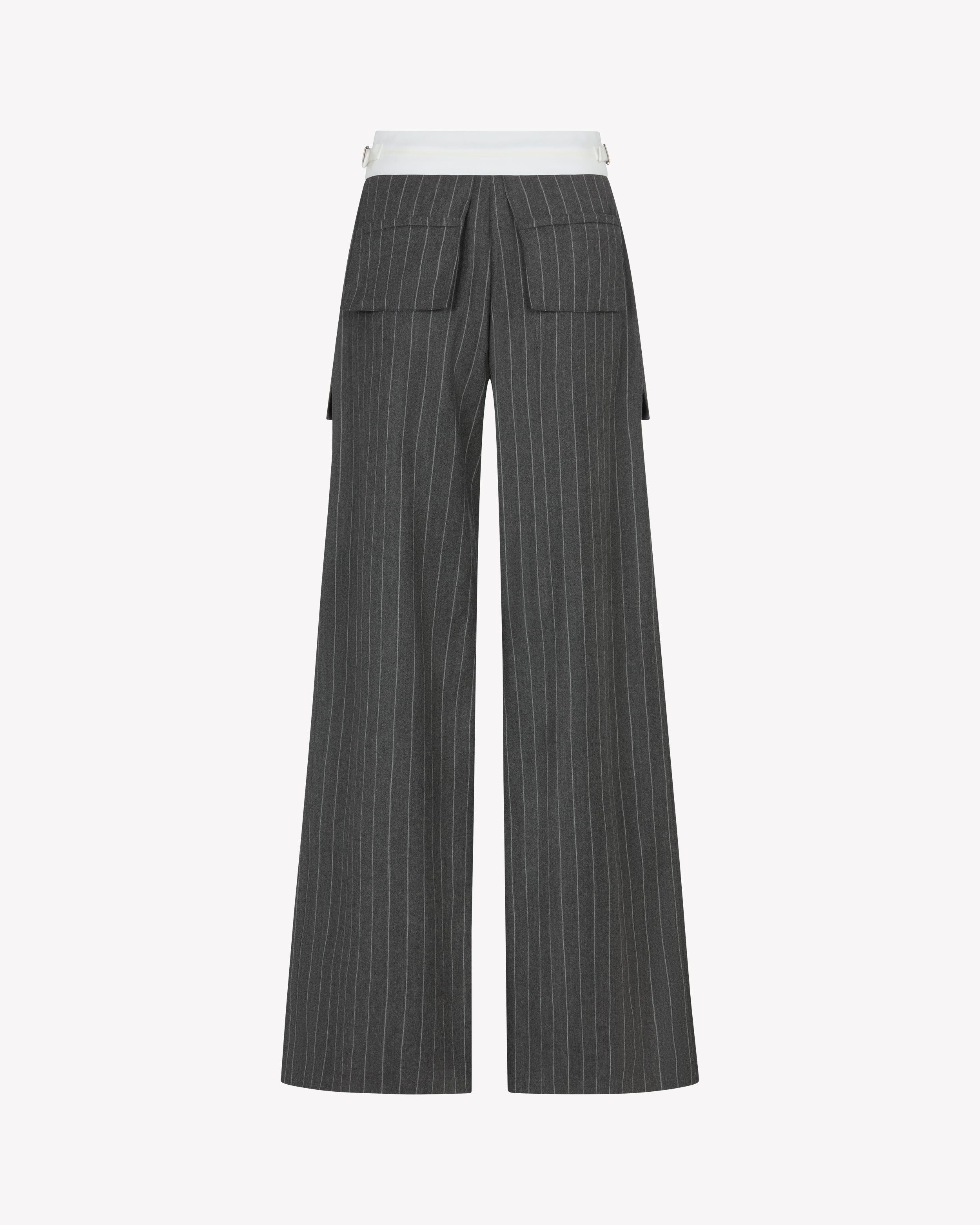Inside Out Trouser  - Dark Grey Pinstripe Wool