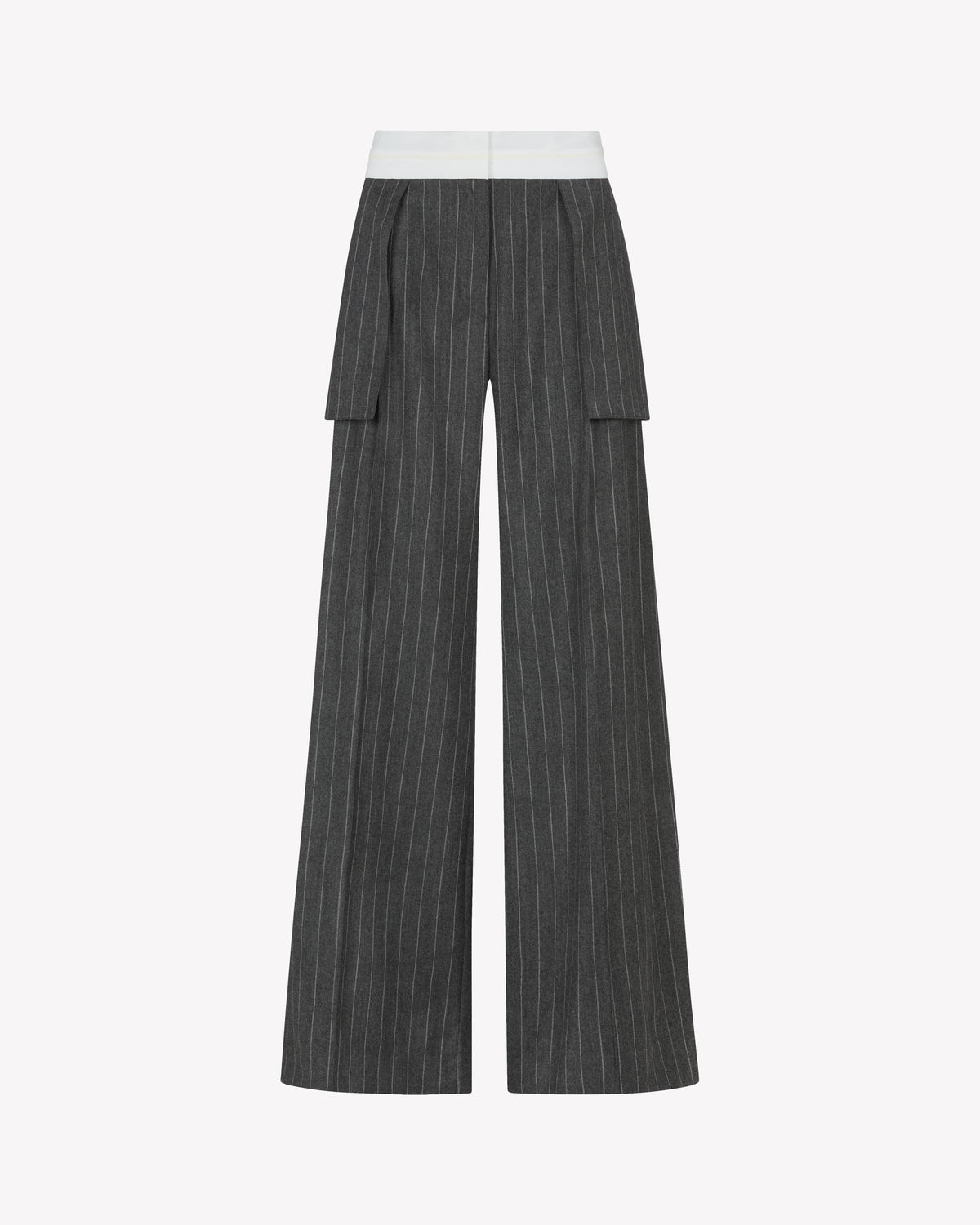Inside Out Trouser  - Dark Grey Pinstripe Wool