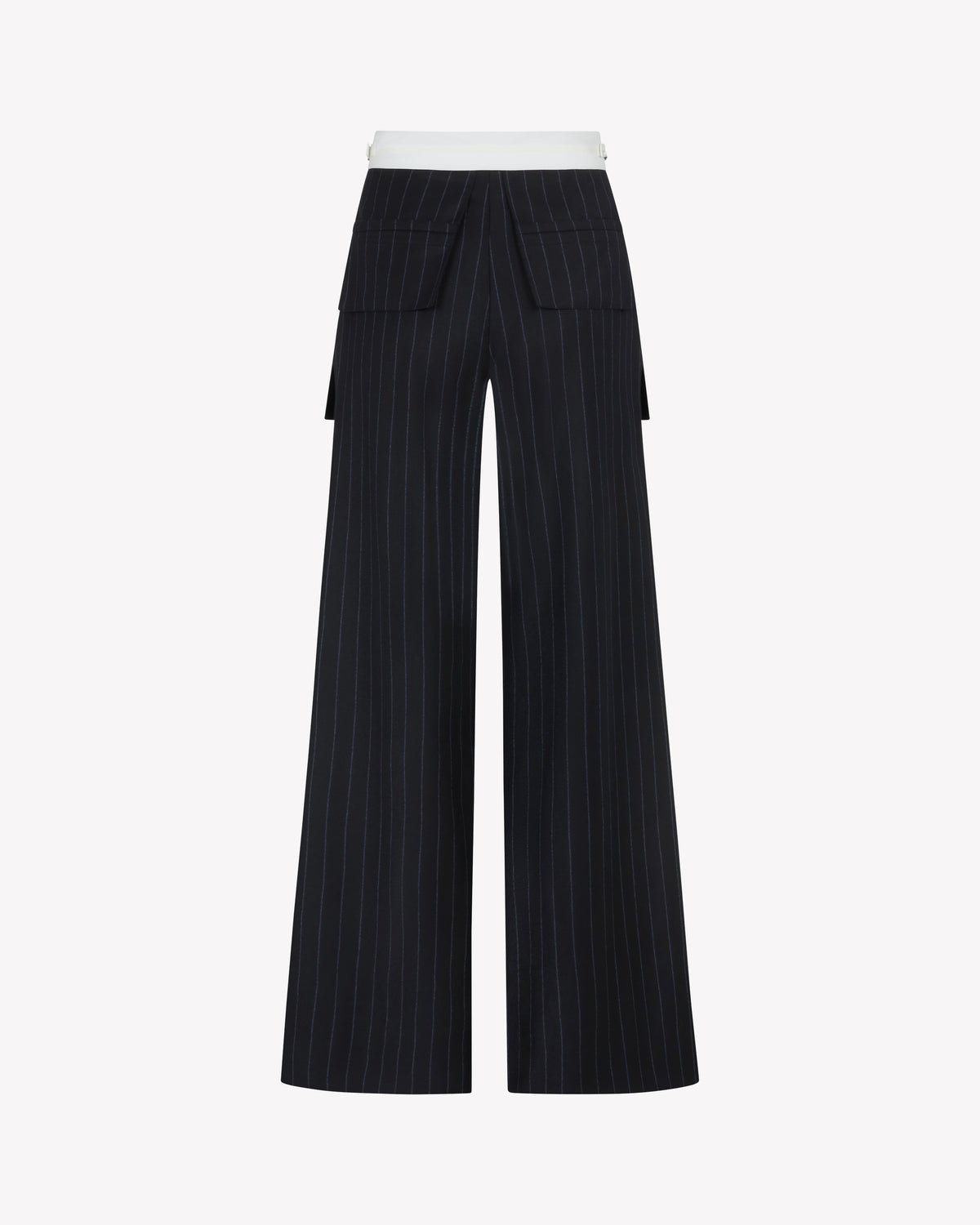 Inside Out Trouser  - Navy Blue Pinstripe Wool
