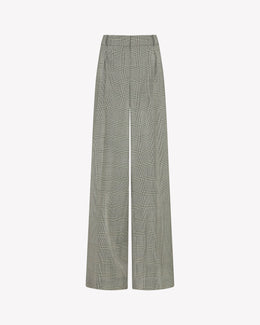 Wool Inverted Box Pleat Trouser - Prince of Wales Check