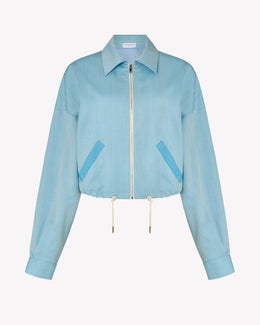 Wool Dropped Shoulder Bomber - Sky Blue