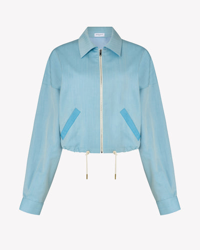 Wool Dropped Shoulder Bomber - Sky Blue SERENA BUTE