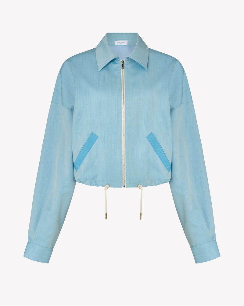 Wool Dropped Shoulder Bomber - Sky Blue picture #1