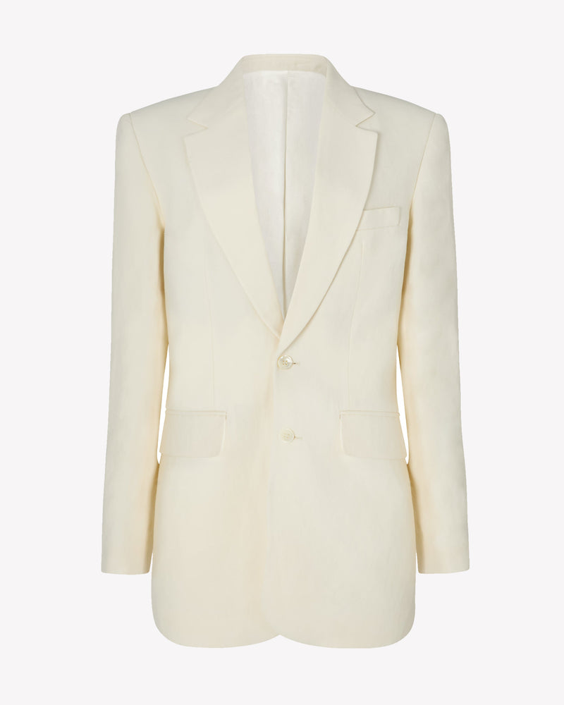 Linen Boyfriend Blazer - Ecru picture #1