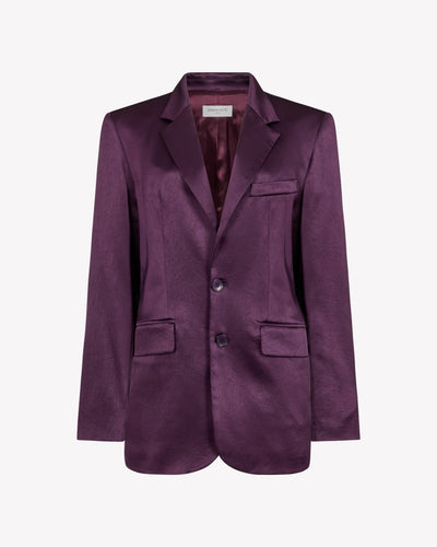 Satin Boyfriend Blazer - Aubergine SERENA BUTE