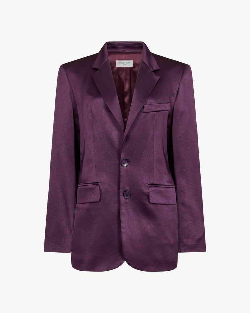 Satin Boyfriend Blazer - Aubergine picture #1