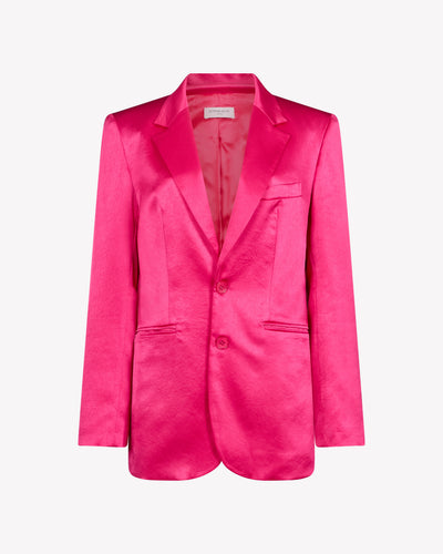 Satin Boyfriend Blazer - Fuschia SERENA BUTE