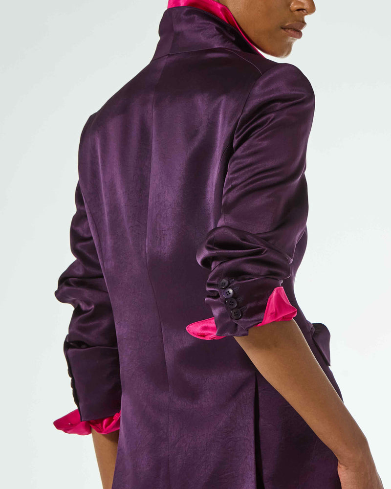 Satin Boyfriend Blazer - Aubergine SERENA BUTE