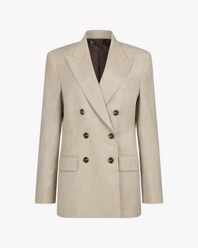 Wool Cashmere Double Breasted Blazer - Beige SERENA BUTE