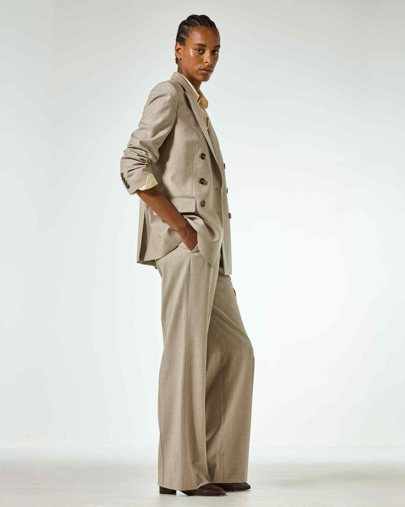 Wool Cashmere Double Breasted Blazer - Beige SERENA BUTE