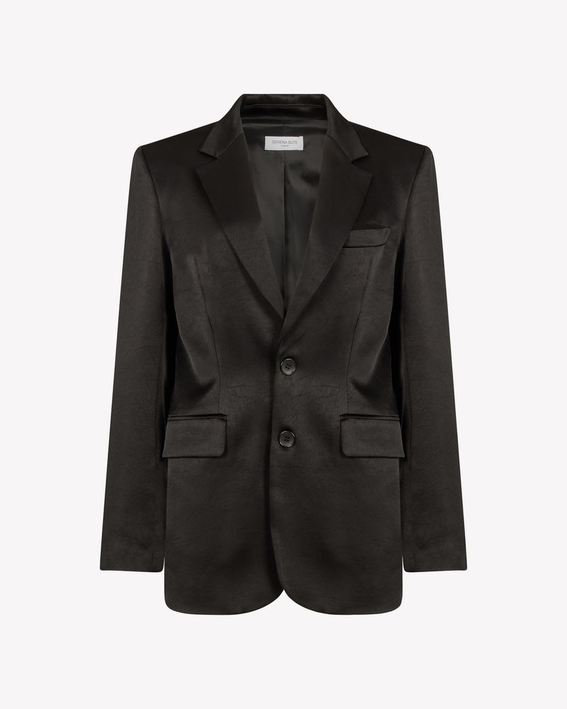 Satin Boyfriend Blazer - Black picture #1