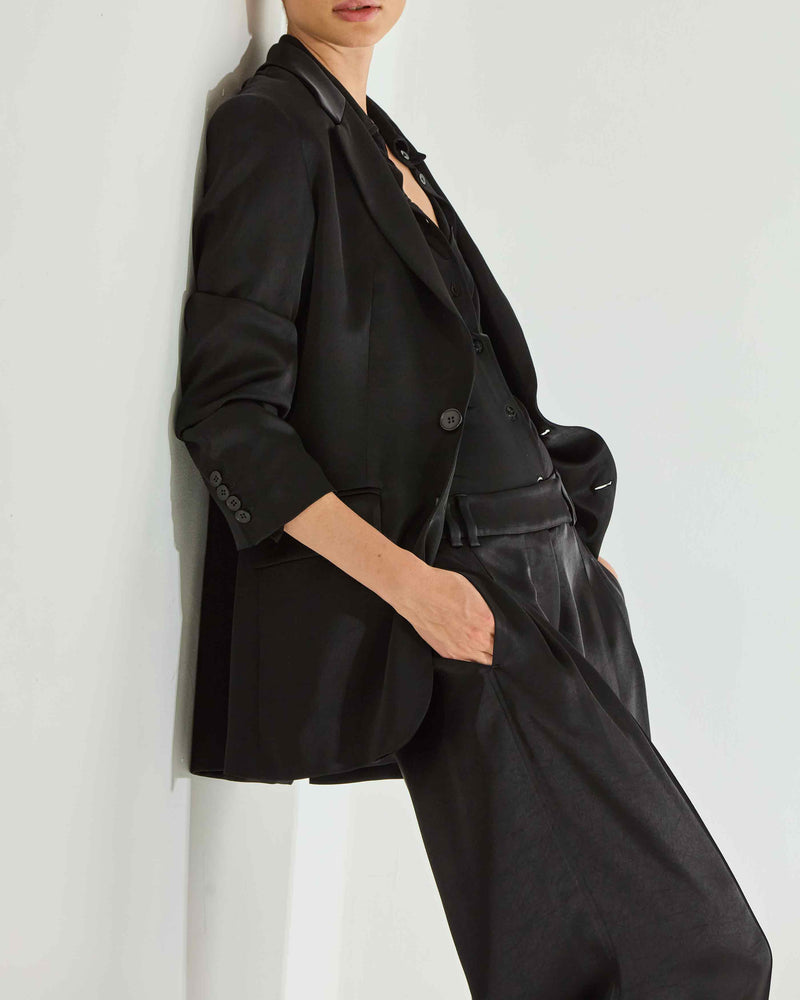 Satin Serena Trouser - Black SERENA BUTE
