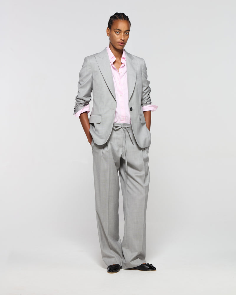 Wool Fitted Single Breasted Blazer - Light Grey SERENA BUTE