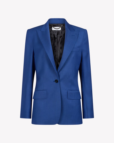 Wool Fitted Single Breasted Blazer - Cobalt Blue SERENA BUTE