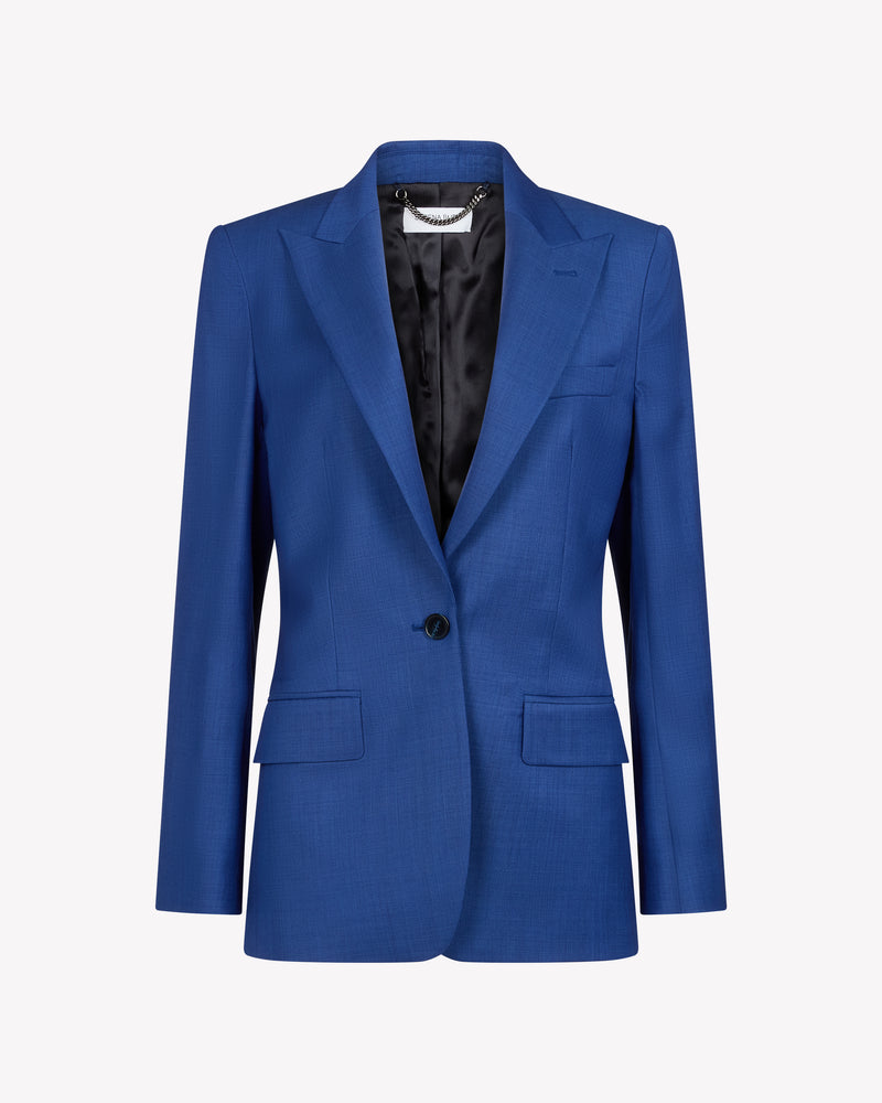 Wool Fitted Single Breasted Blazer - Cobalt Blue picture #2