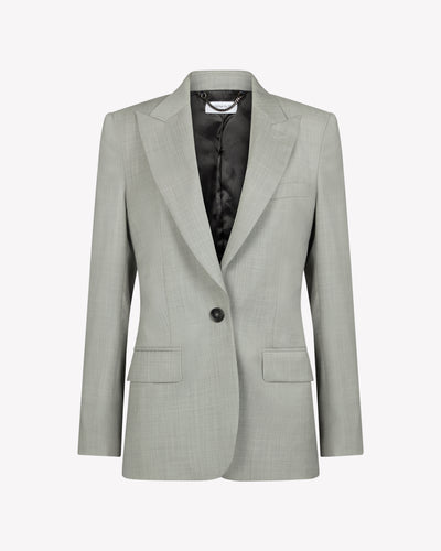 Wool Fitted Single Breasted Blazer - Light Grey SERENA BUTE