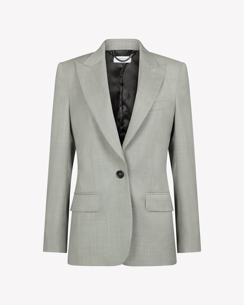 Wool Fitted Single Breasted Blazer - Light Grey picture #2