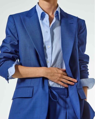 Wool Fitted Single Breasted Blazer - Cobalt Blue SERENA BUTE