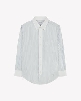 Cotton Johnny Shirt - Navy Blue Stripe
