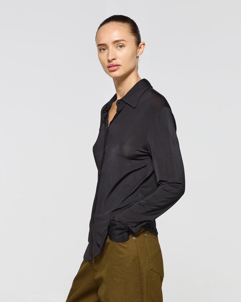 Jersey Stretch Fit Shirt - Black SERENA BUTE