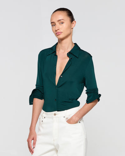 Jersey Stretch Fit Shirt - Dark Green SERENA BUTE