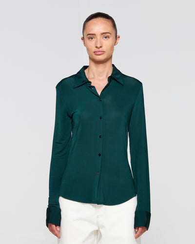 Jersey Stretch Fit Shirt - Dark Green SERENA BUTE