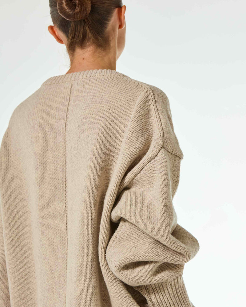 Merino Wool Oversized Jumper - Beige SERENA BUTE
