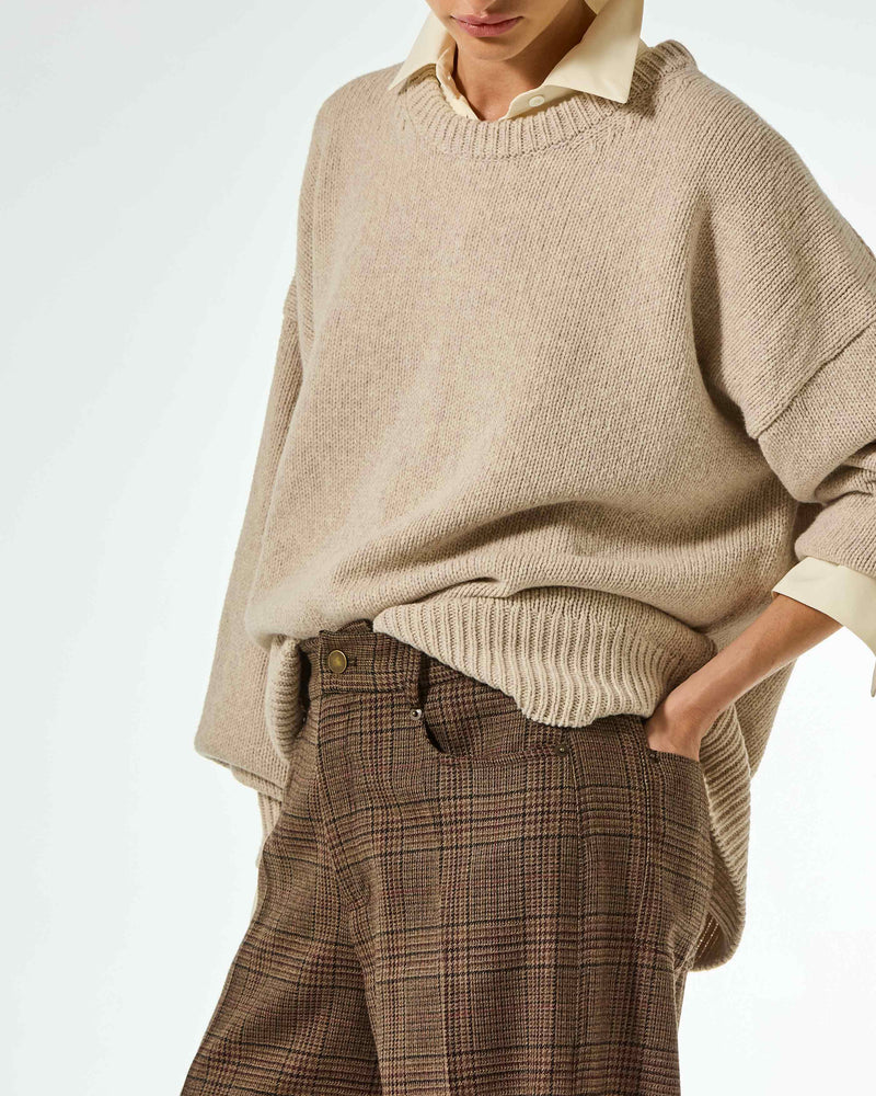 Wool Tweed Straight Leg Trouser - Brown SERENA BUTE