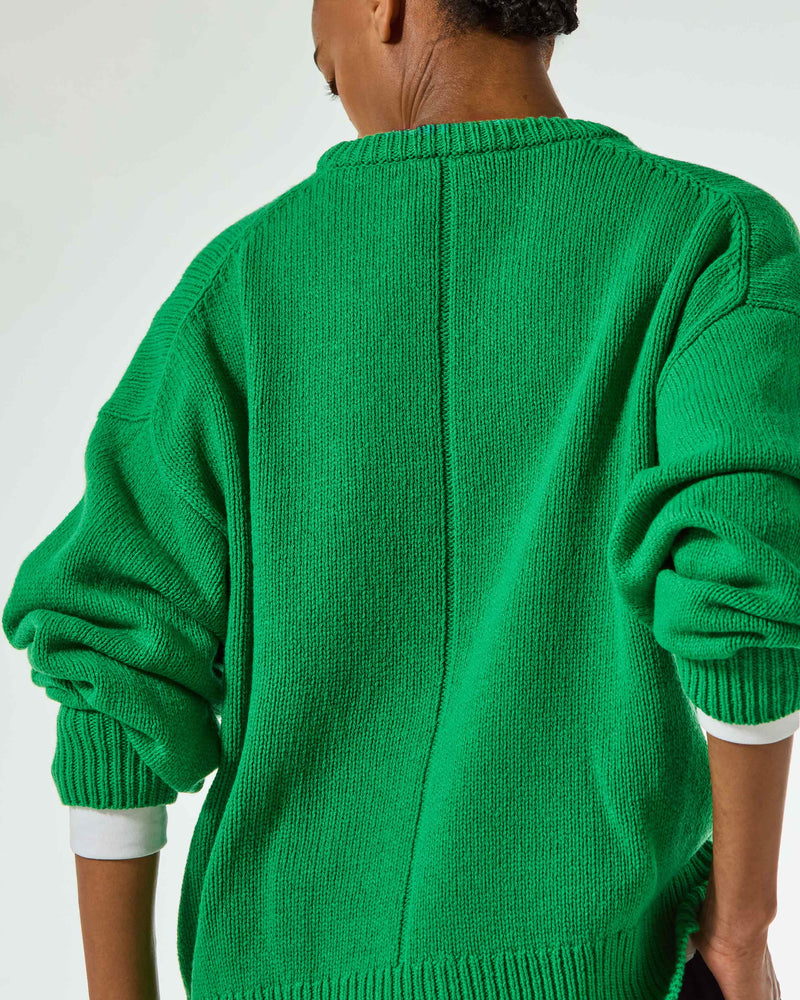 Merino Wool Oversized Jumper - Green SERENA BUTE
