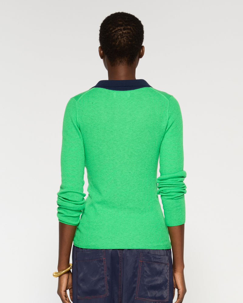 Silk Blend Open Neck Henley - Green Flash picture #4