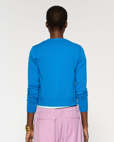 Cashmere Blend Round Neck Cardigan - Electric Storm SERENA BUTE