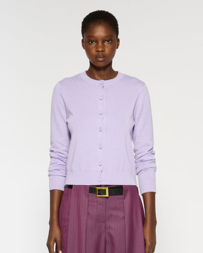 Cashmere Blend Round Neck Cardigan - Hyacinth SERENA BUTE